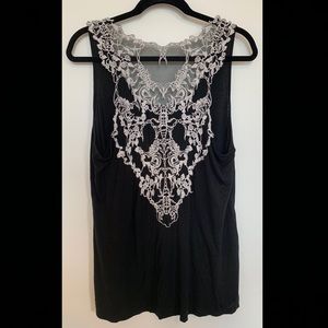 Black Tank Top w/ White Lace Back
